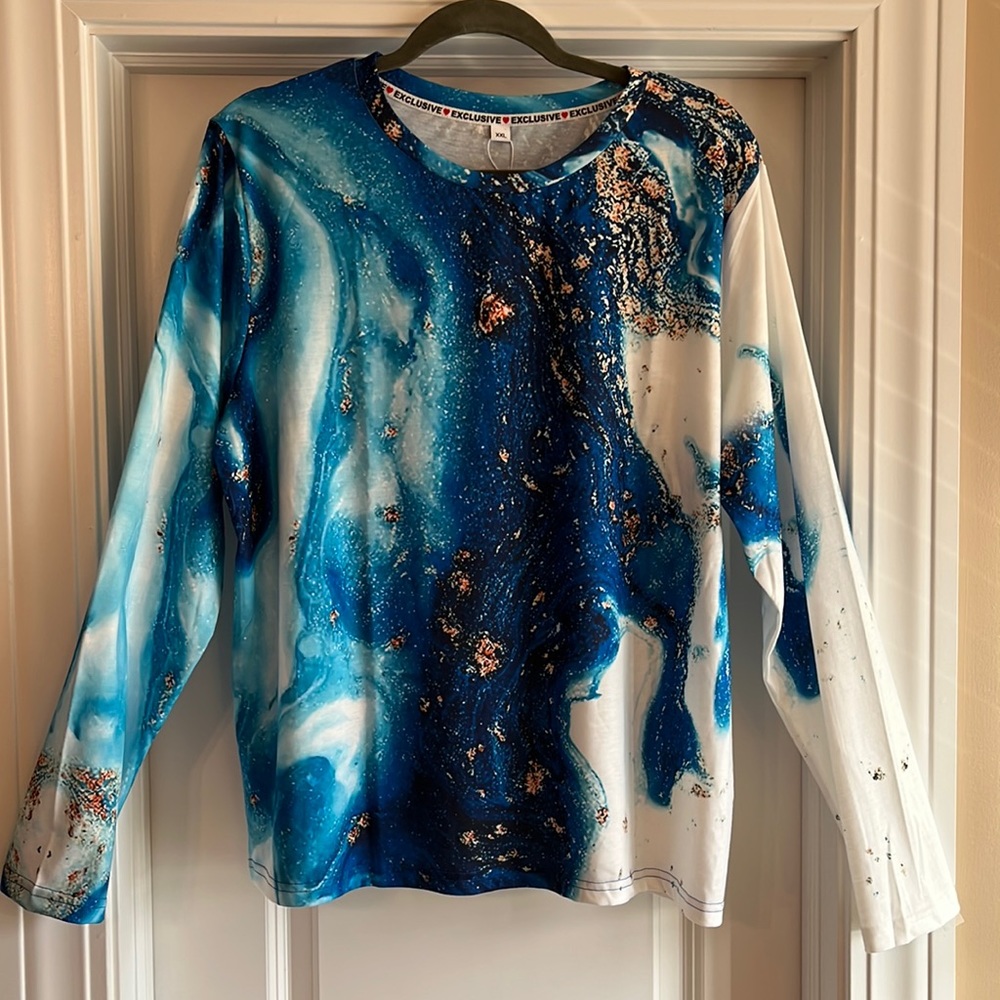 Blue Geode graphic 2XL long sleeve shirt